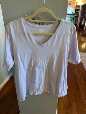 Lands' End Women's Short-Sleeve V-Neck Tee in Pale Lavender